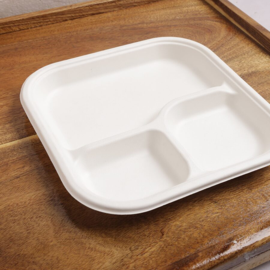 9 inch 3-Compartment Square Plate